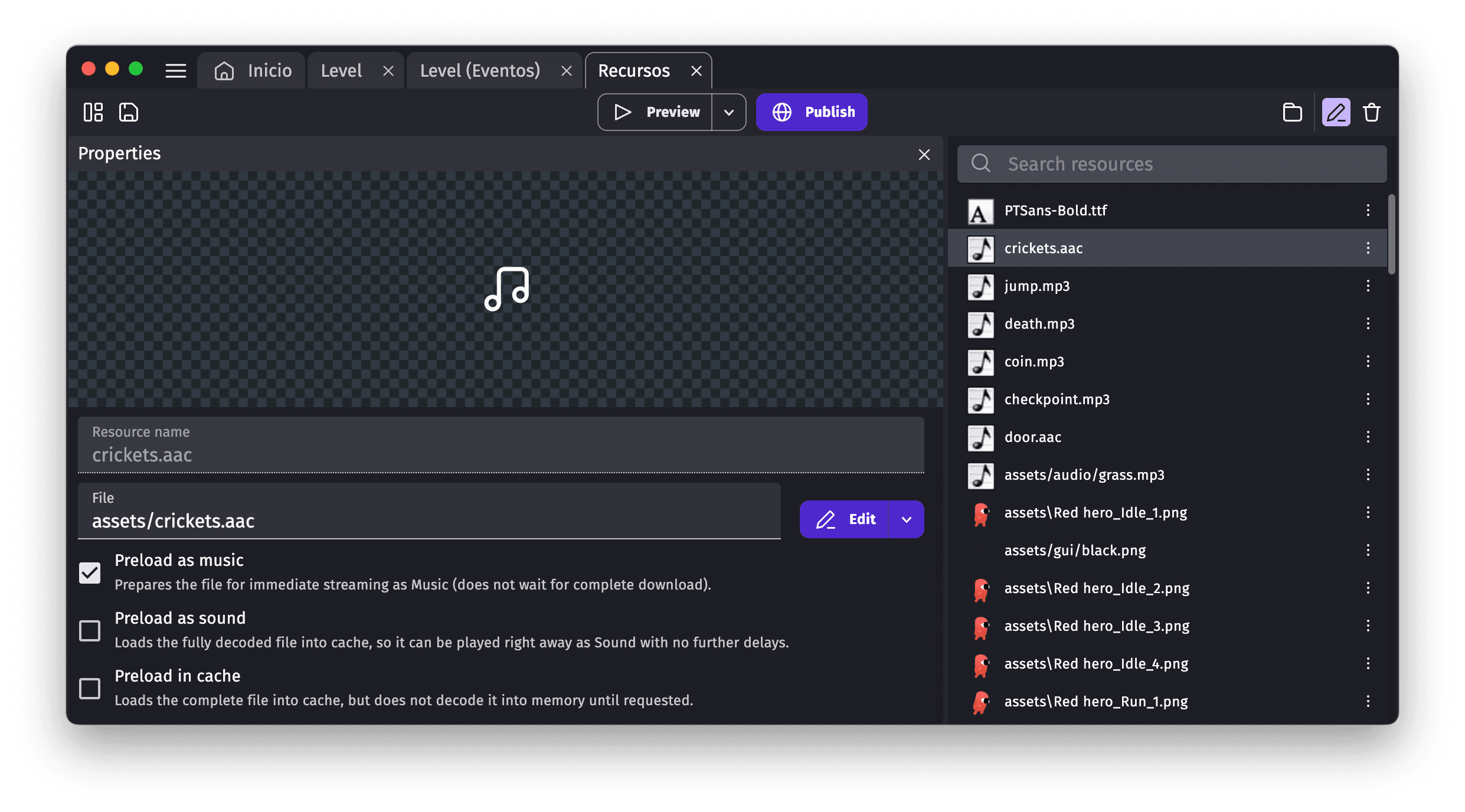Audio pre-loading options