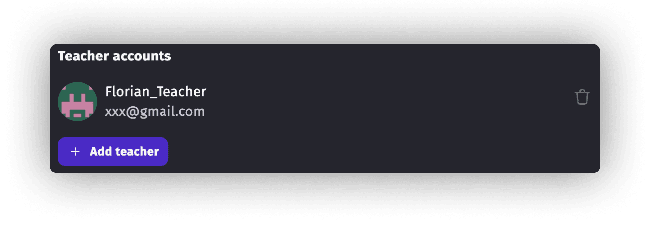 Zoom on the "Add teacher" feature